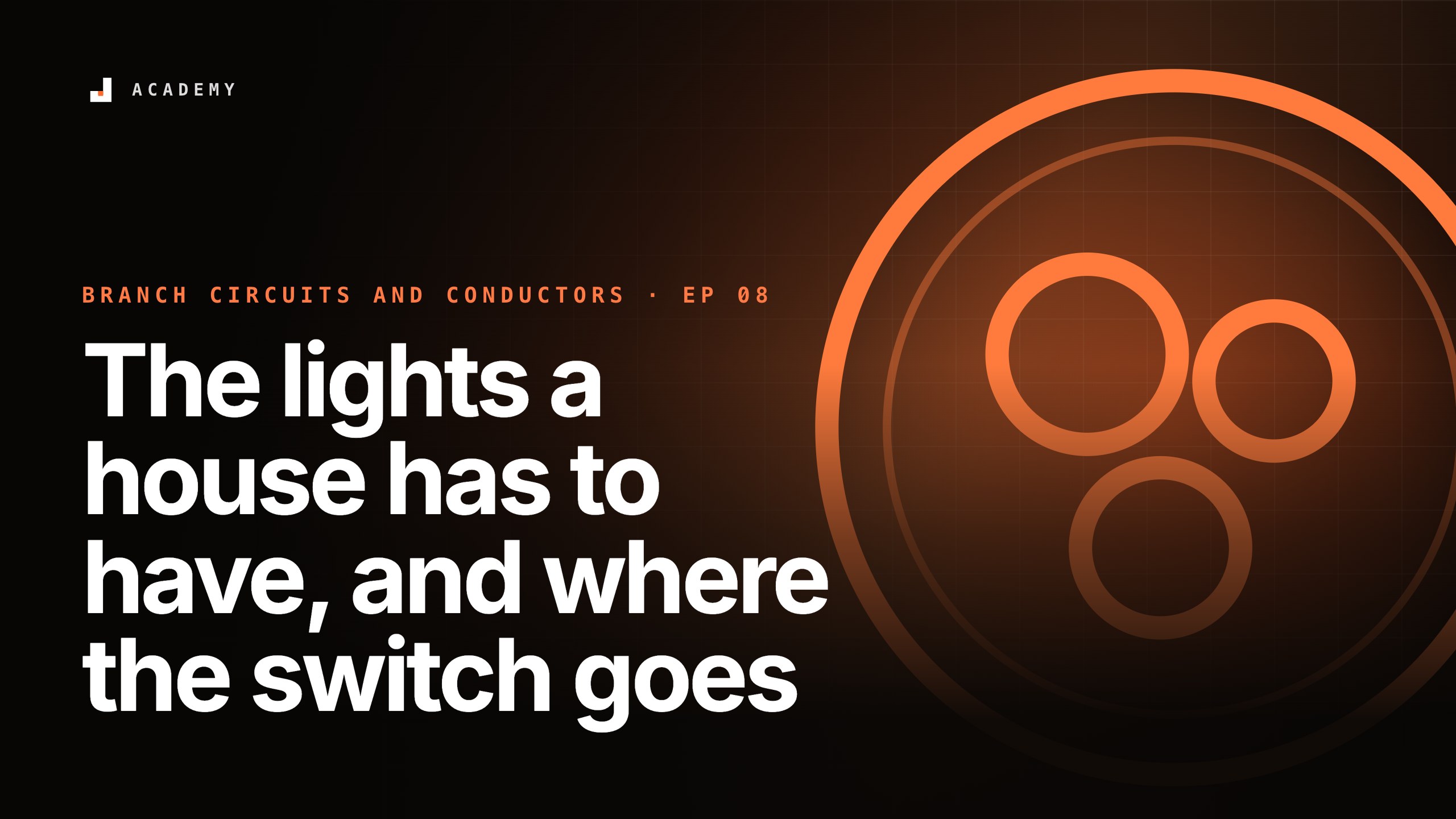 The lights a house has to have, and where the switch goes, episode 8 of Branch circuits and conductors
