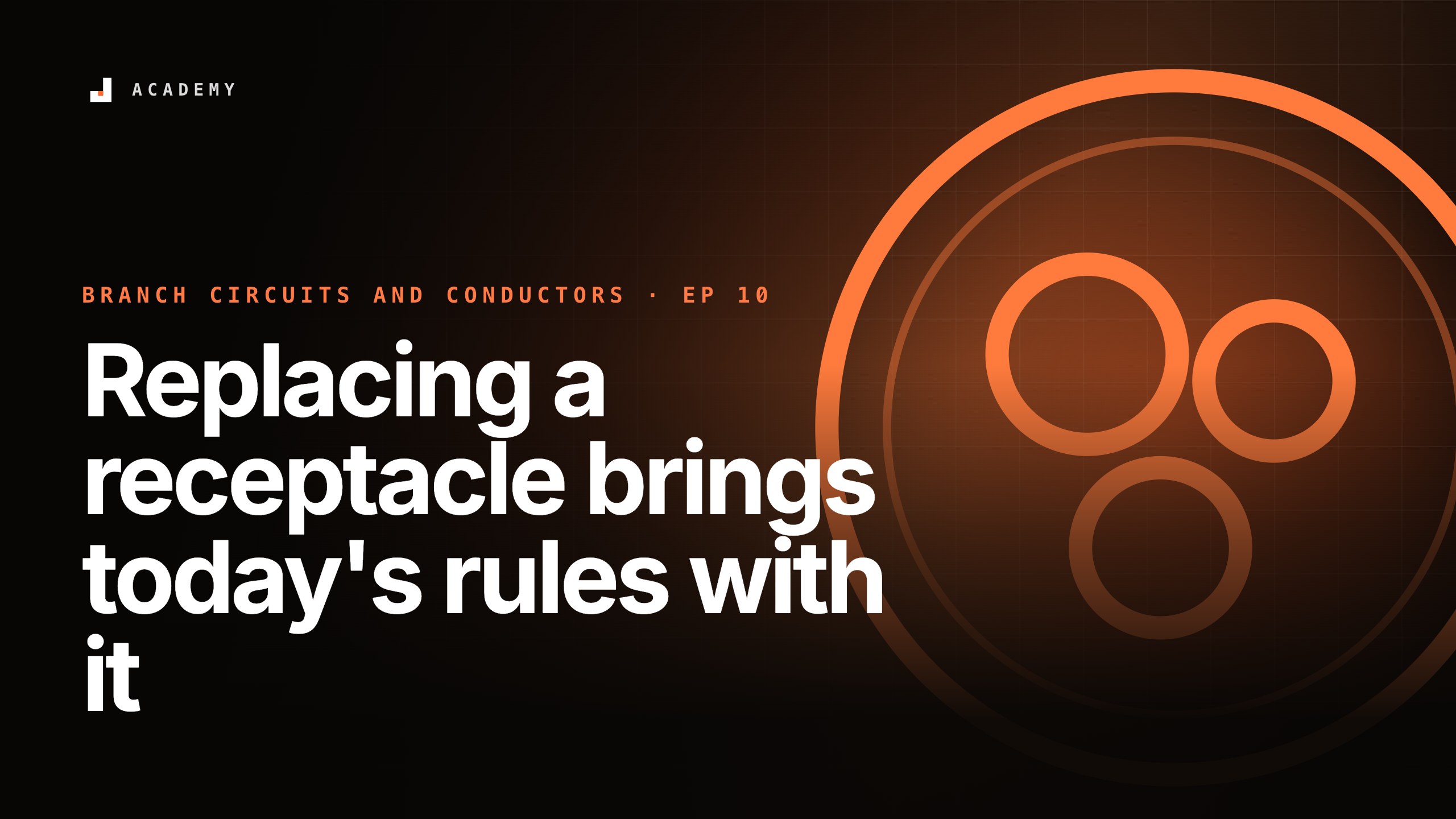 Replacing a receptacle brings today's rules with it, episode 10 of Branch circuits and conductors