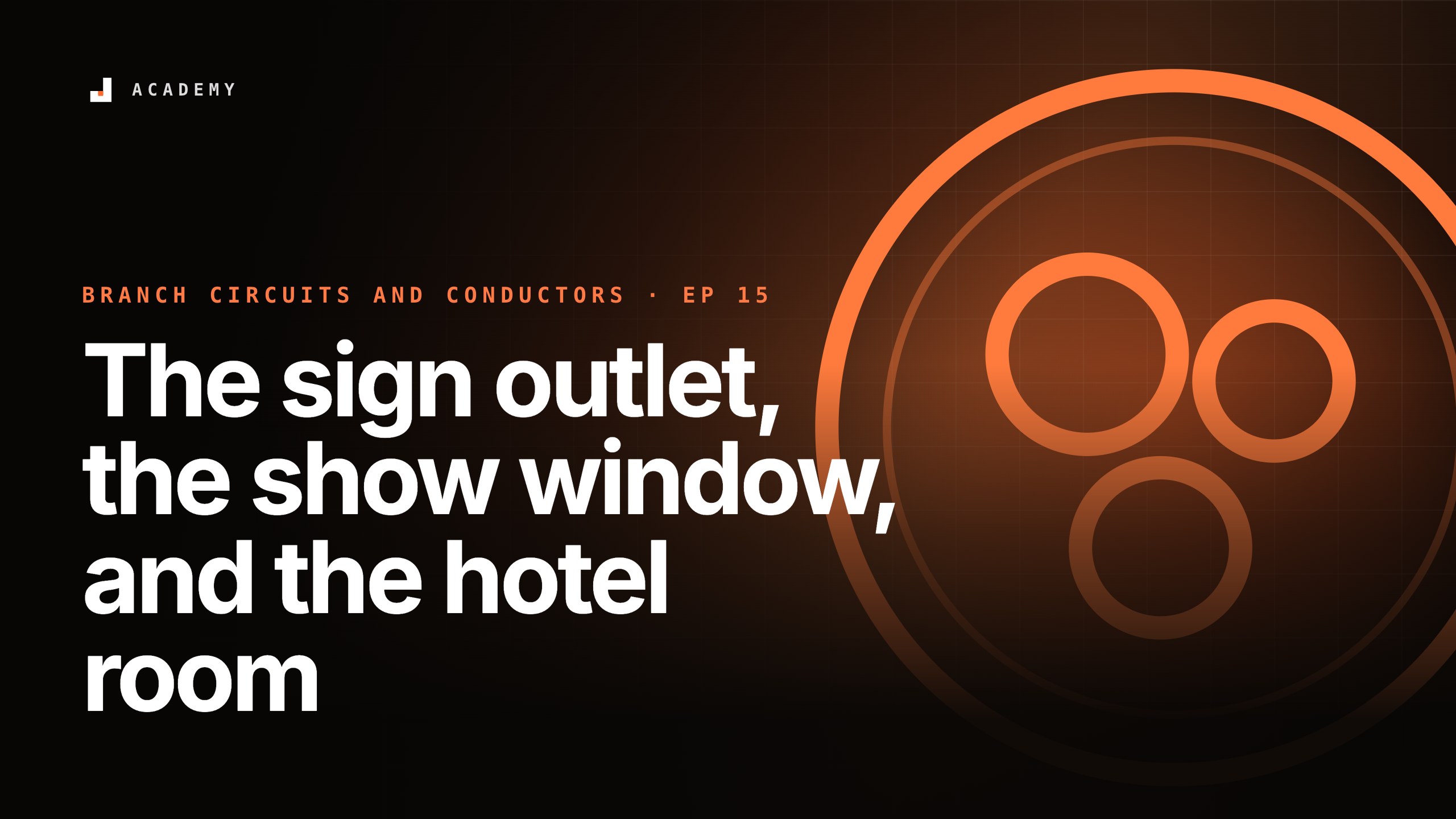 The sign outlet, the show window, and the hotel room, episode 15 of Branch circuits and conductors