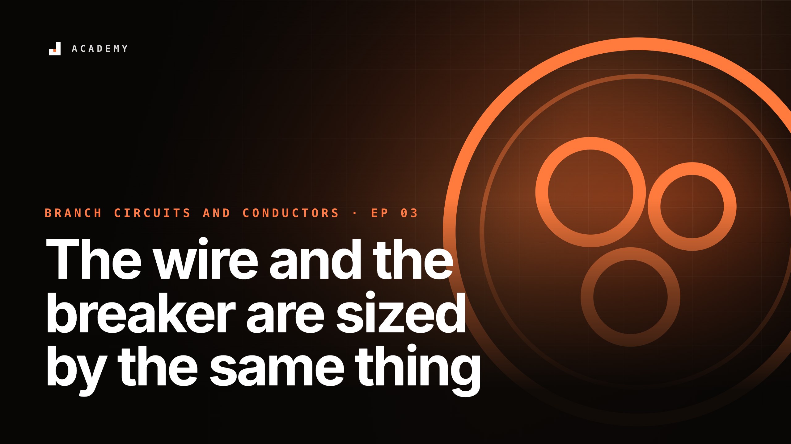 The wire and the breaker are sized by the same thing, episode 3 of Branch circuits and conductors