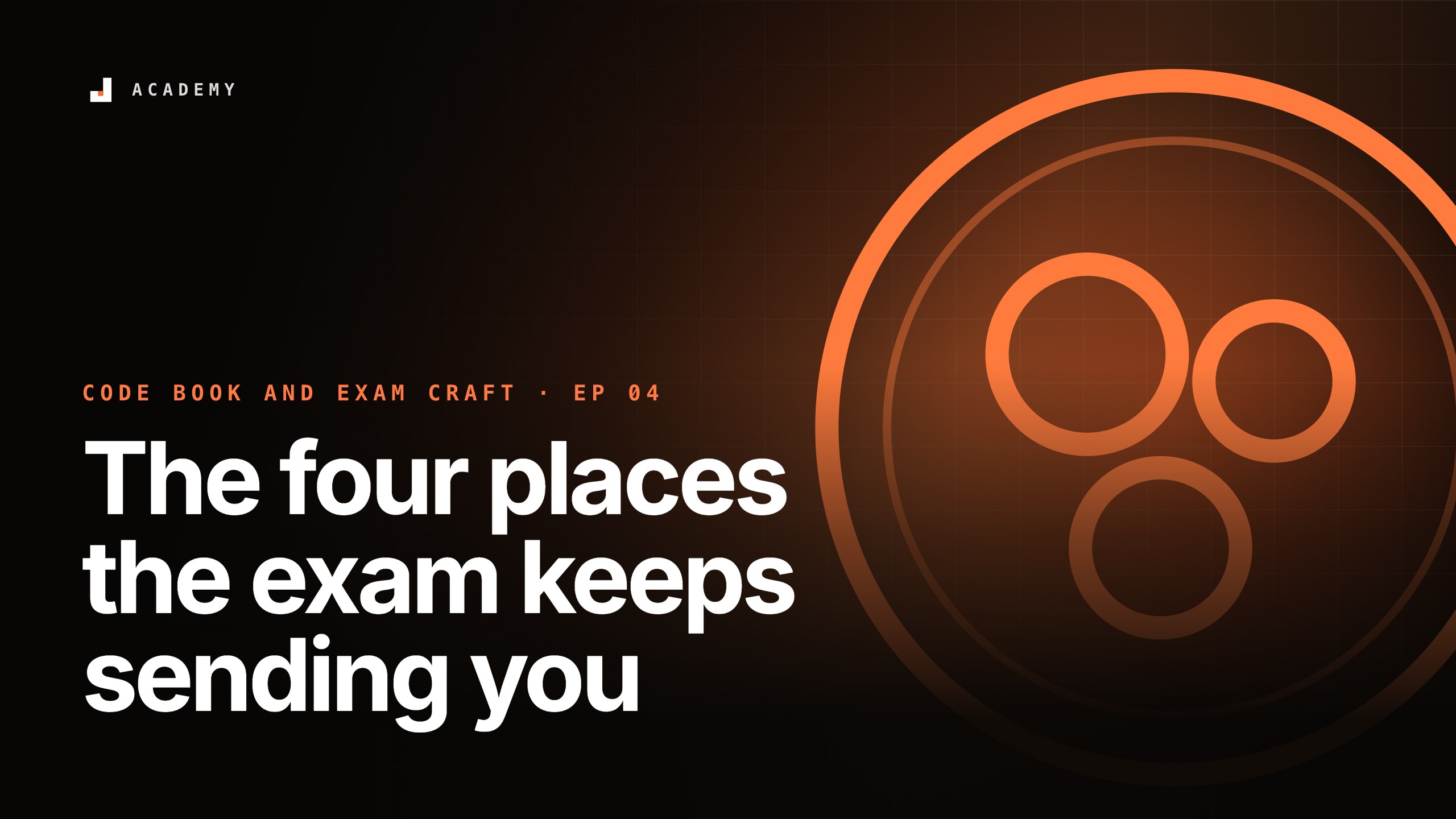 The four places the exam keeps sending you, episode 4 of Code book and exam craft