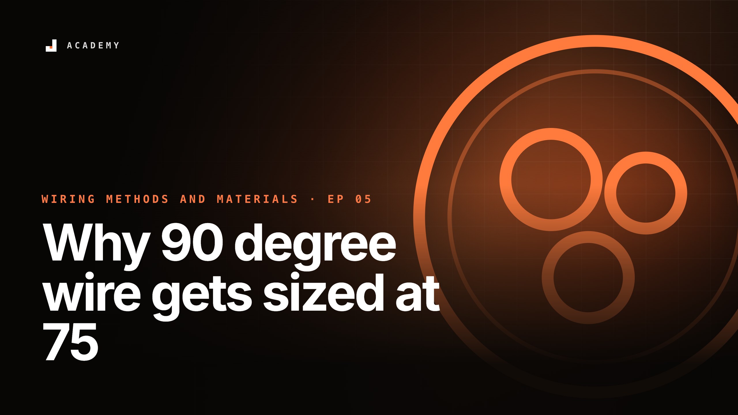 Why 90 degree wire gets sized at 75, episode 5 of Wiring methods and materials