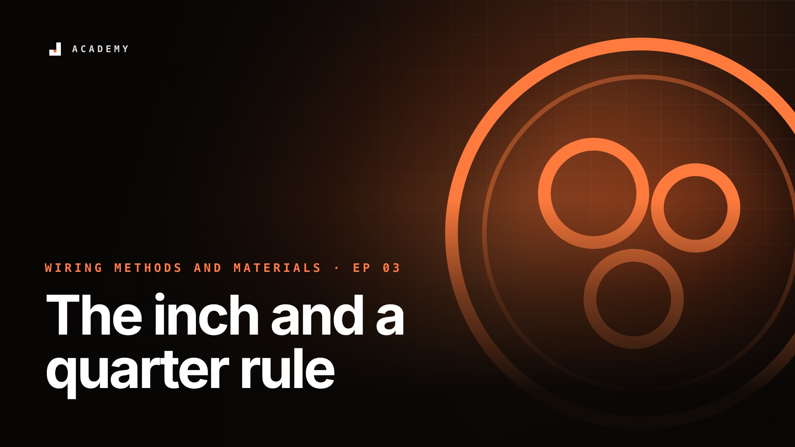 The inch and a quarter rule, episode 3 of Wiring methods and materials