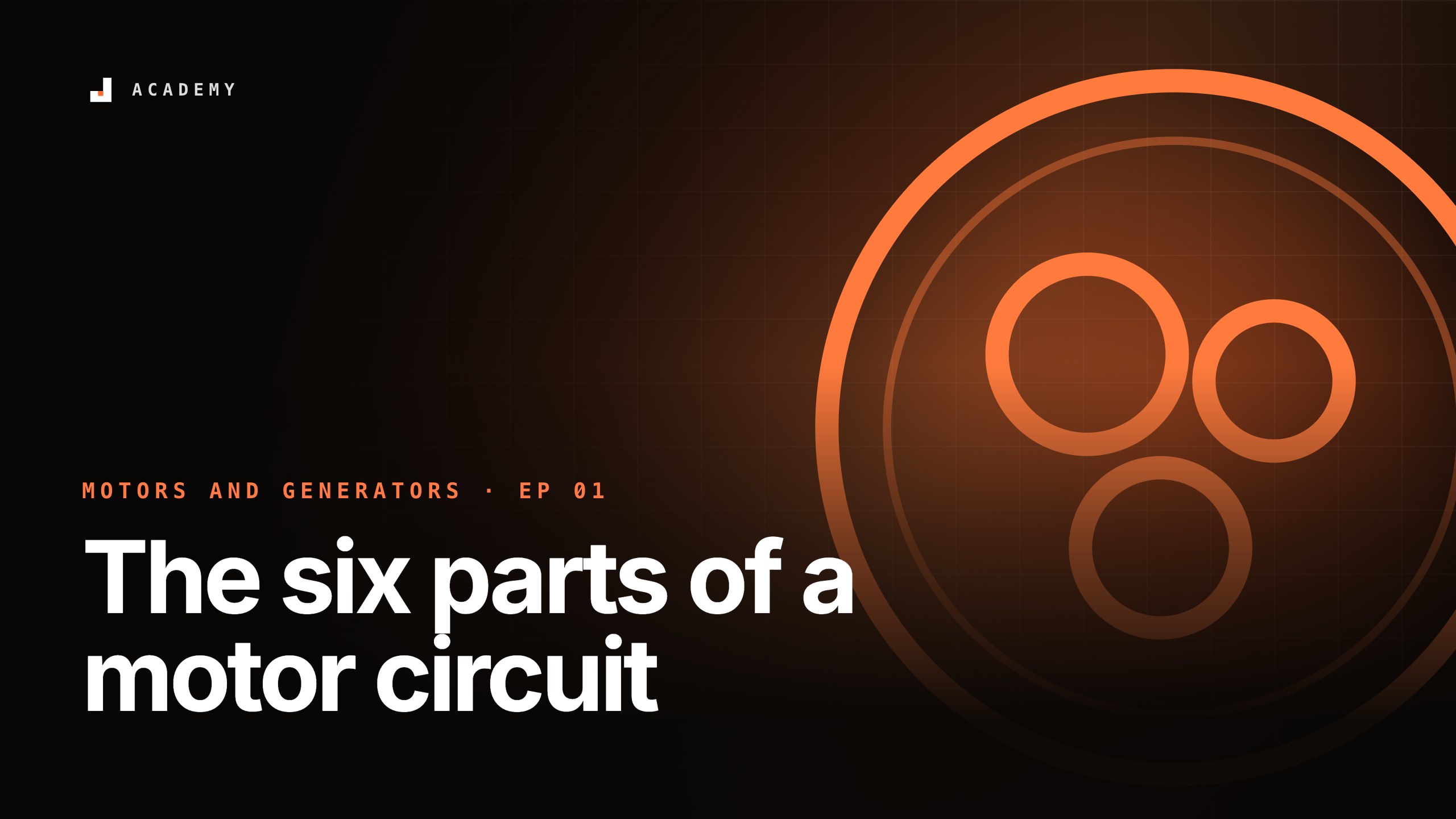 The six parts of a motor circuit, episode 1 of Motors and generators