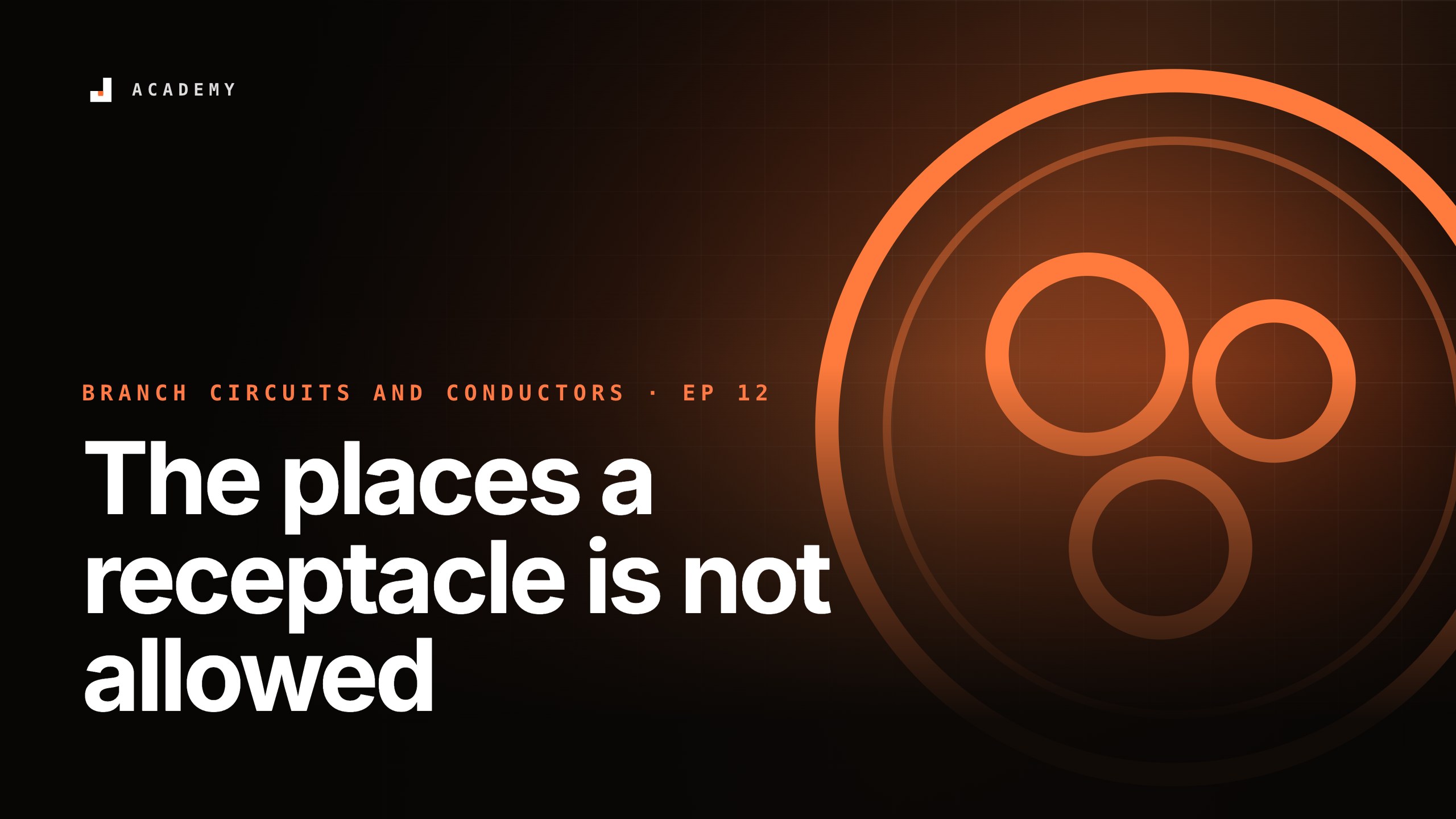 The places a receptacle is not allowed, episode 12 of Branch circuits and conductors