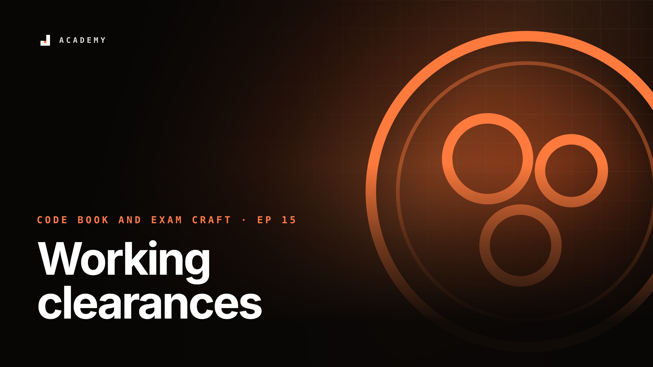 Working clearances, episode 15 of Code book and exam craft